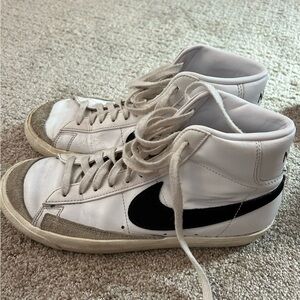 Nike White and Black High-Top Athletic Shoes